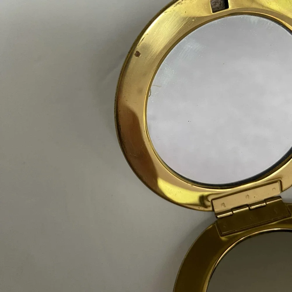 Vintage Dual Mirror Compact Gold Made in West Germany Victorian